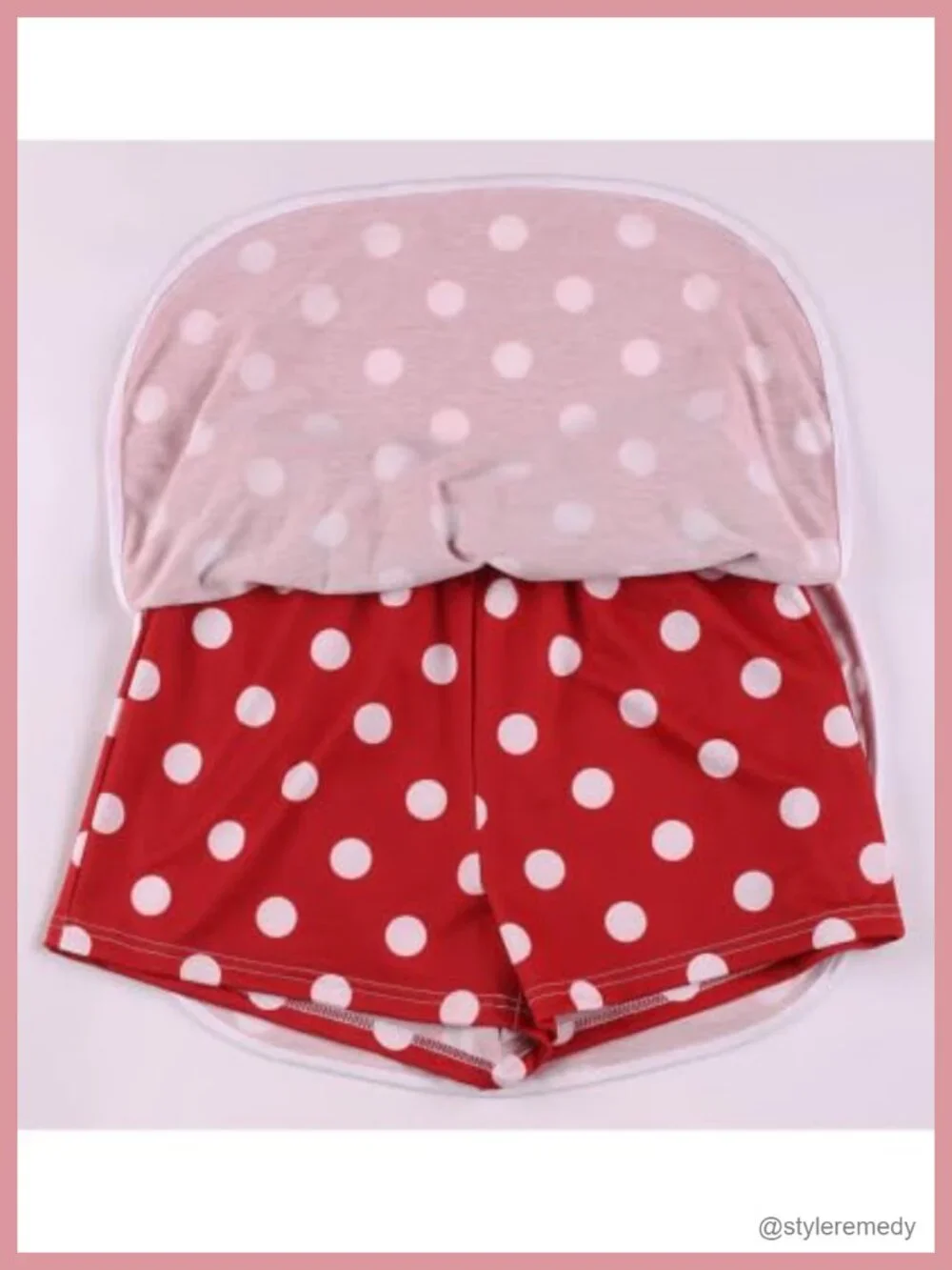 2 Piece Lounge Set for Women Skort and Top Colorblock With Polka Dots Casual
